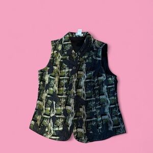 Christopher & Banks Green and Black Vest